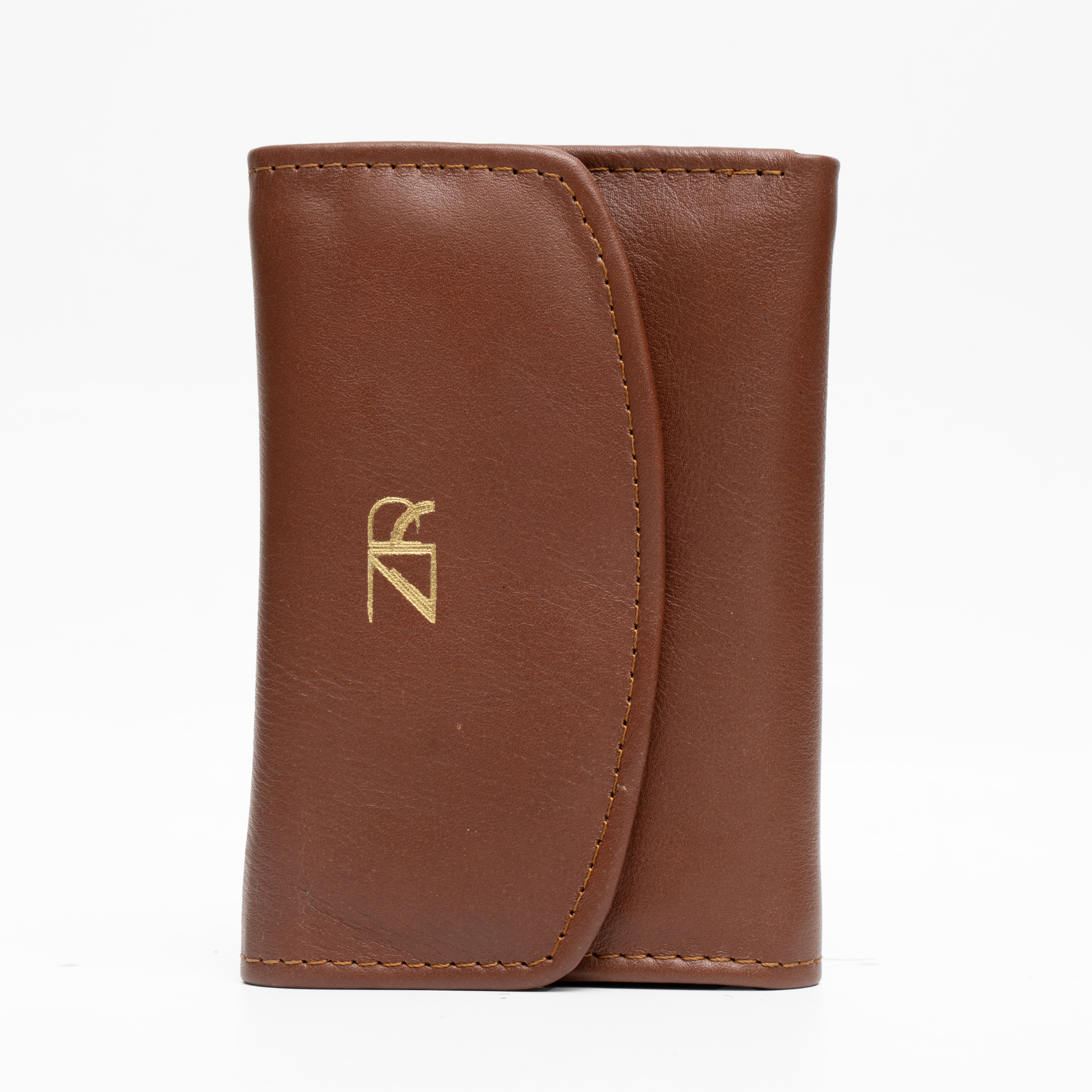 Compact Leather Wallet Brown