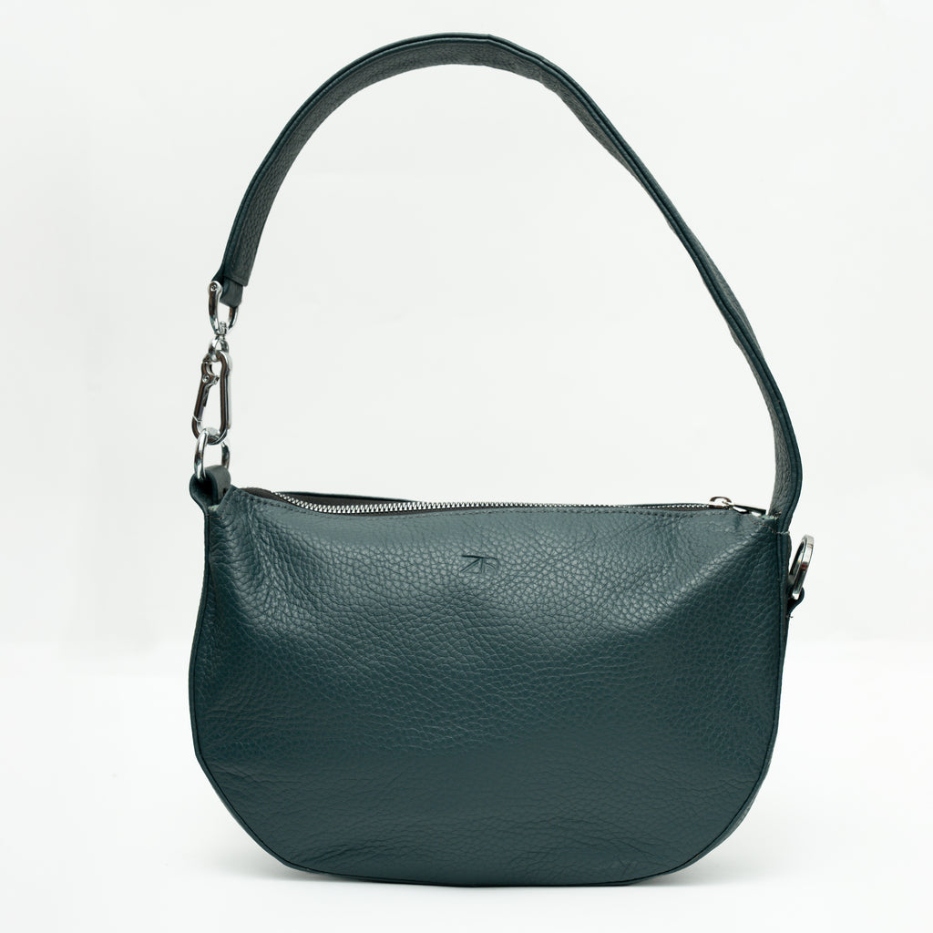 Leather Hobo Shoulder Bag Gray