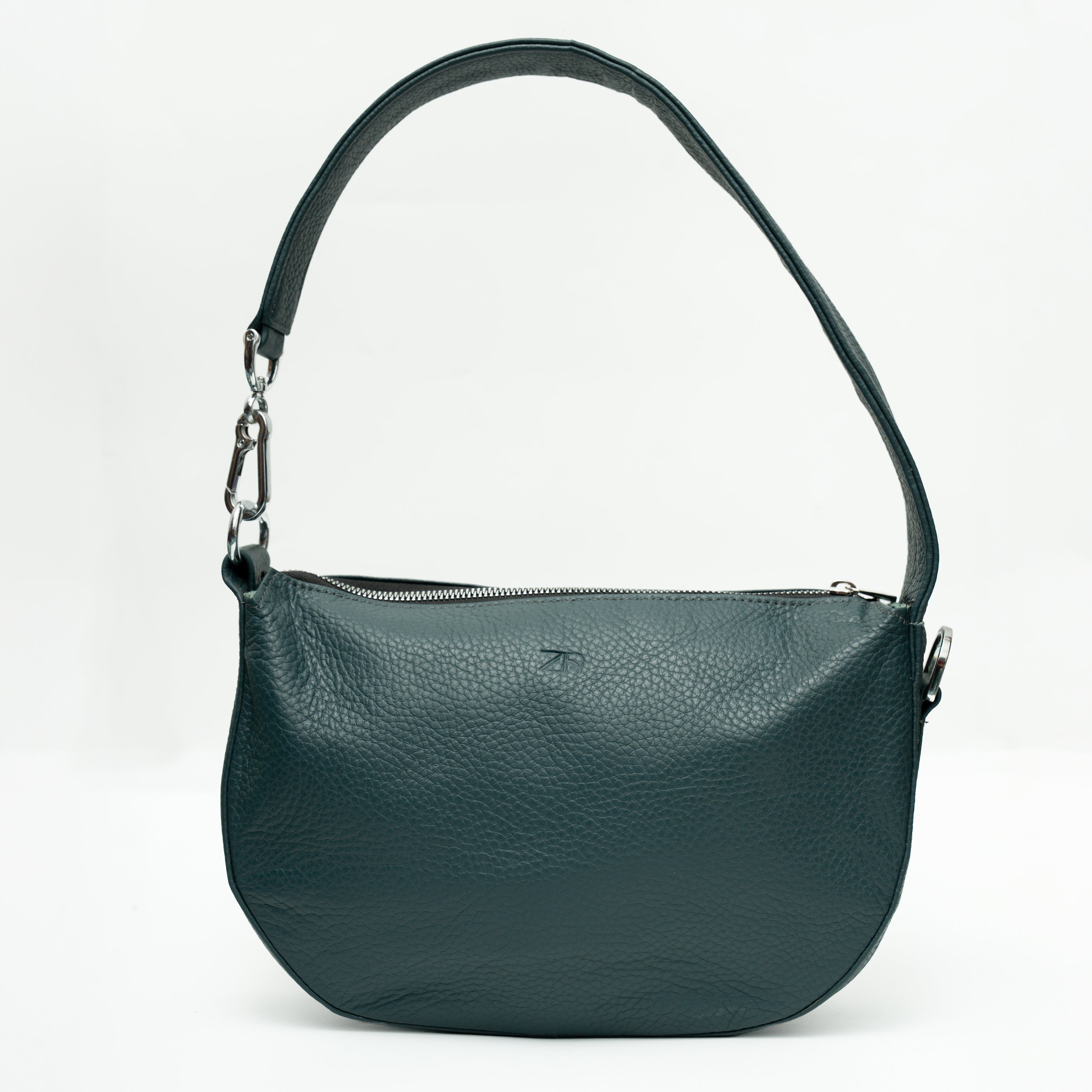 Leather Hobo Shoulder Bag Gray
