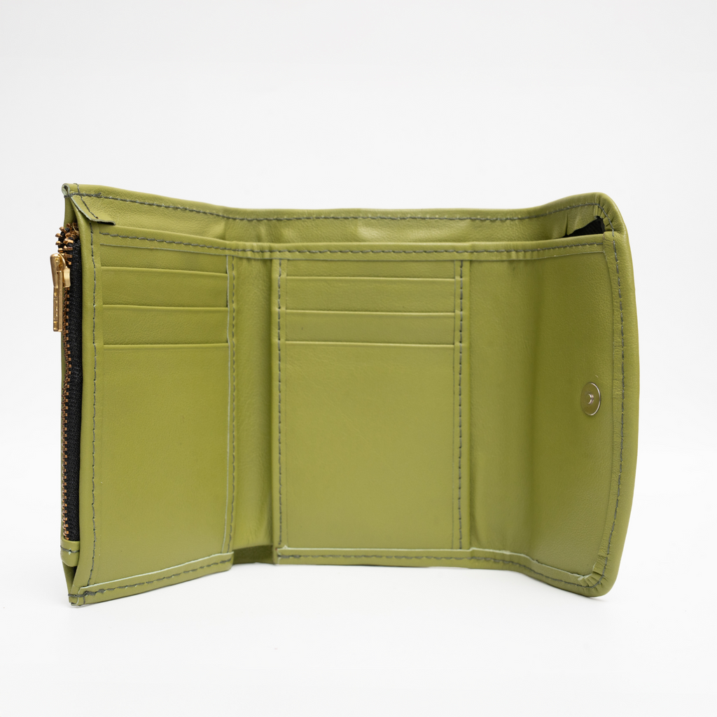 Compact Leather Wallet Green