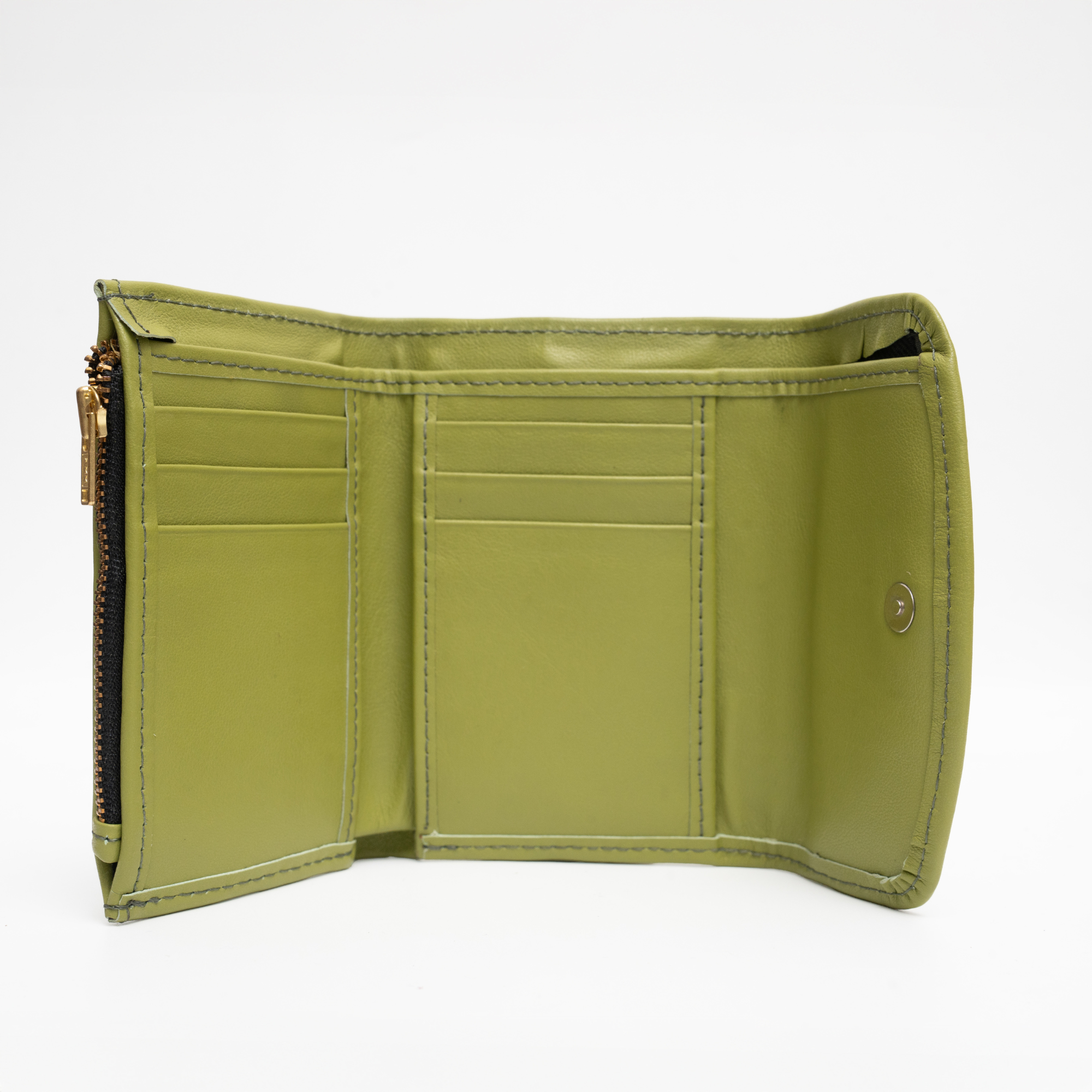 Compact Leather Wallet Green