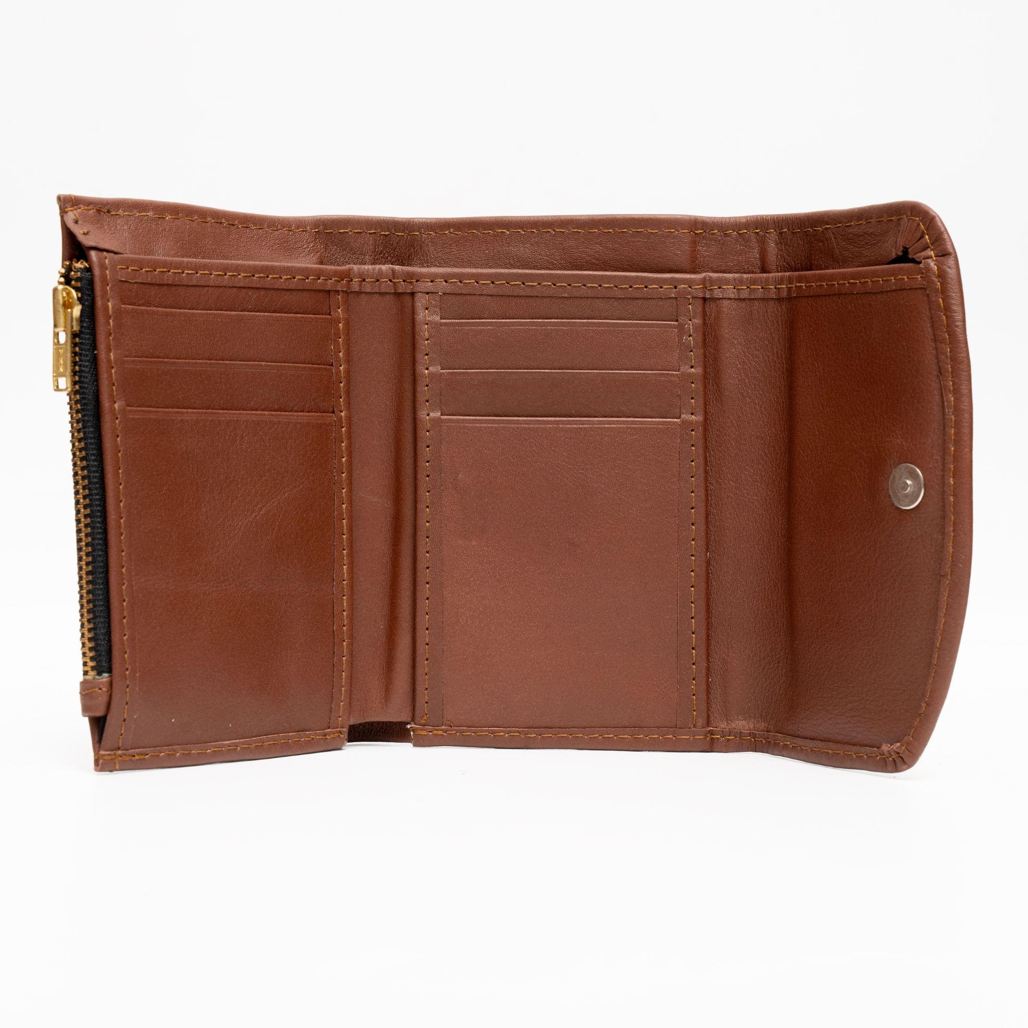Compact Leather Wallet Brown