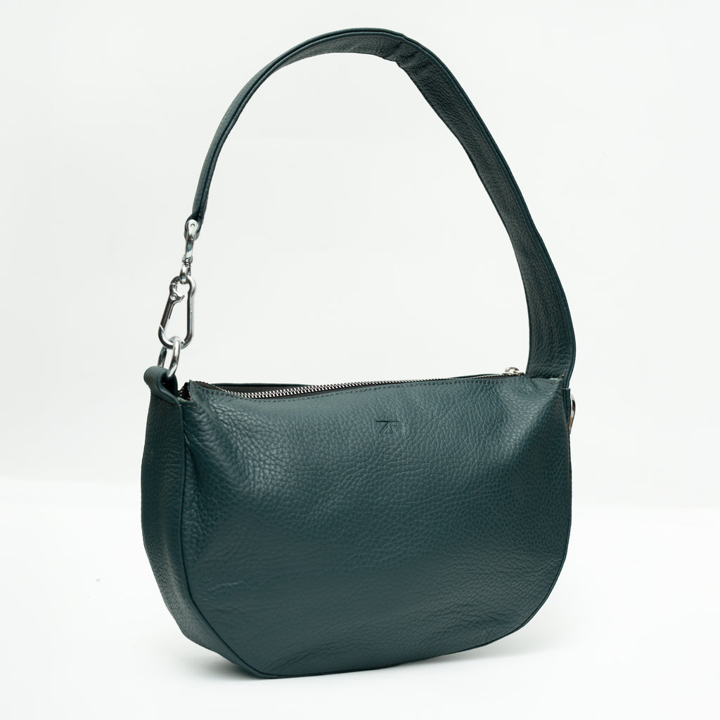 Leather Hobo Shoulder Bag Gray