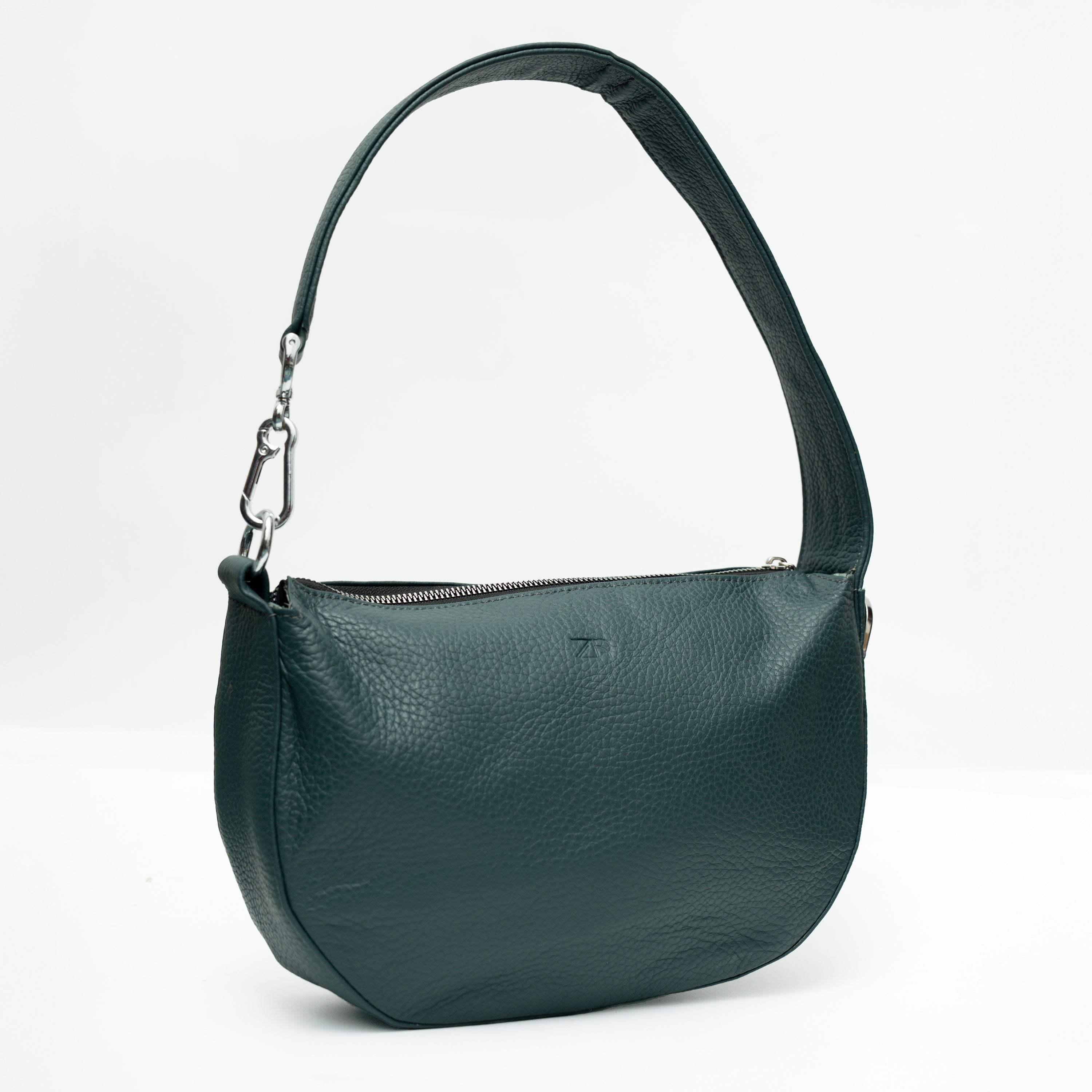 Leather Hobo Shoulder Bag Gray