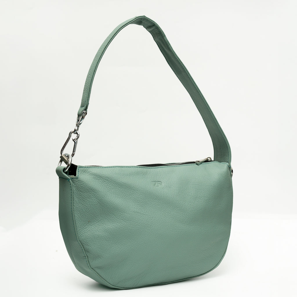 Leather Hobo Shoulder Bag Green