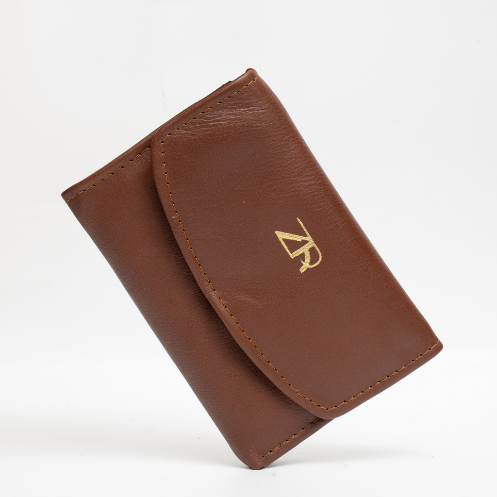 Compact Leather Wallet Brown