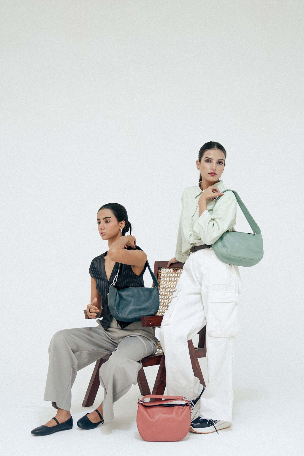 Leather Hobo Shoulder Bag Green