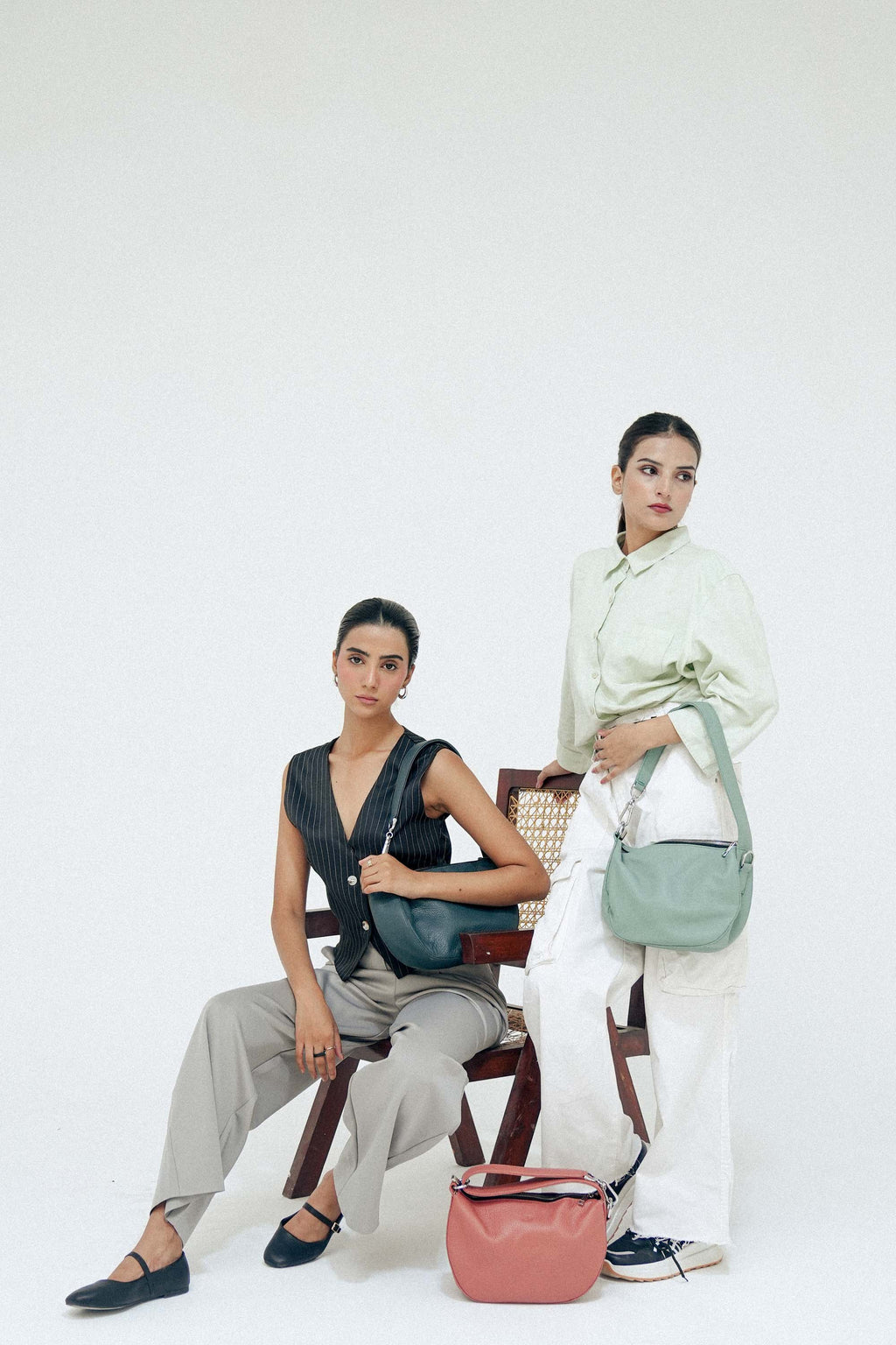 Leather Hobo Shoulder Bag Green