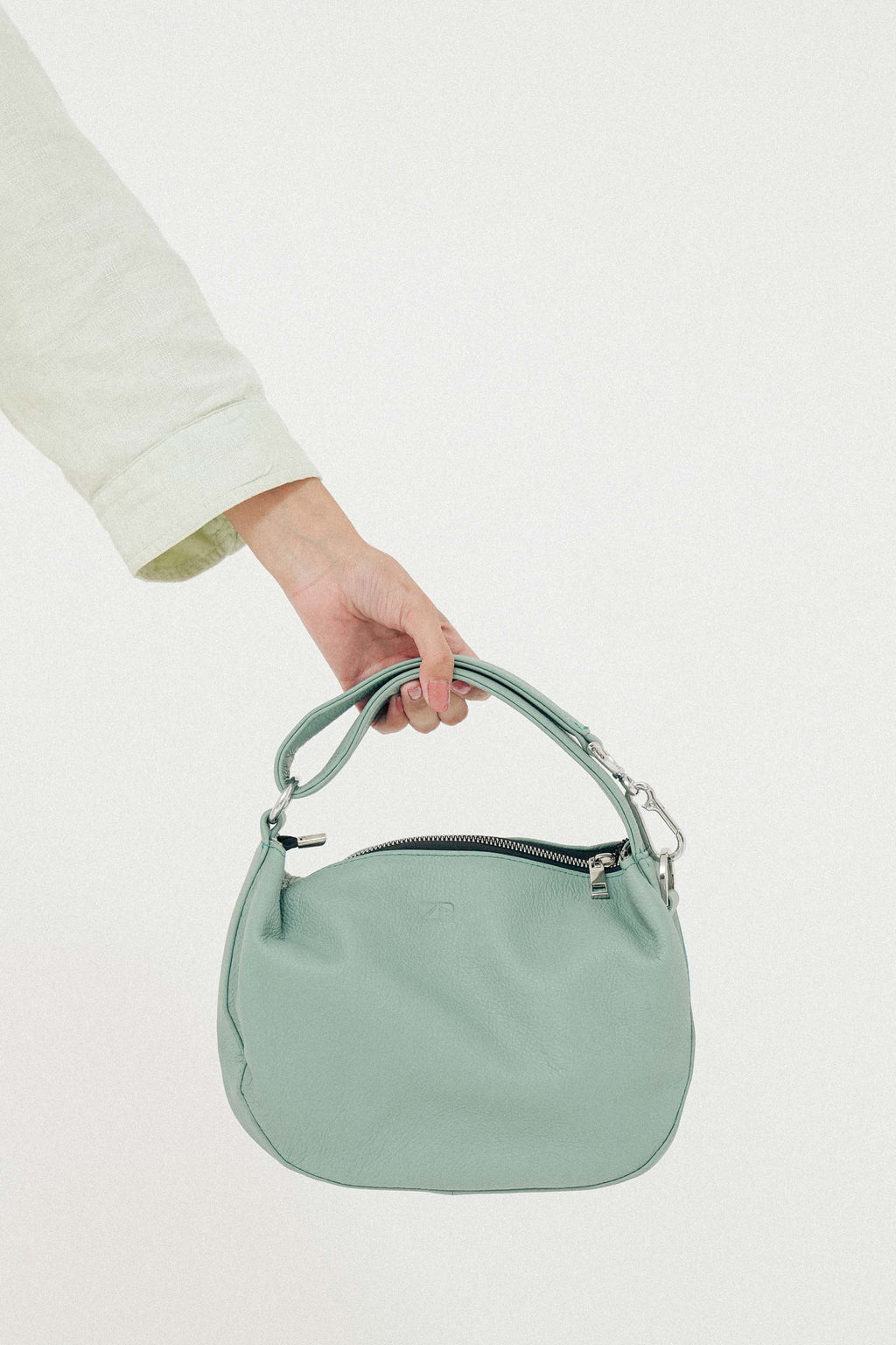 Leather Hobo Shoulder Bag Green