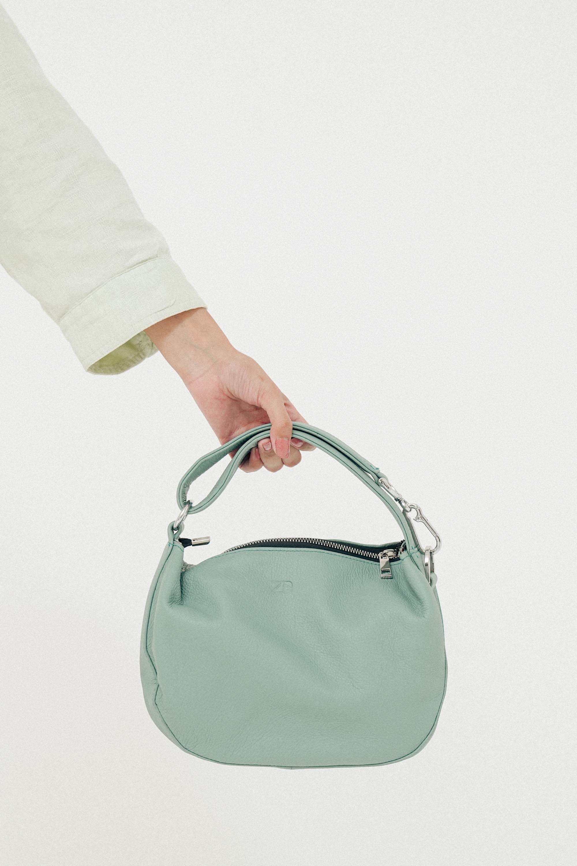 Leather Hobo Shoulder Bag Green