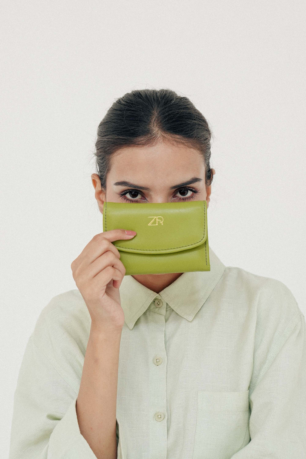 Compact Leather Wallet Green