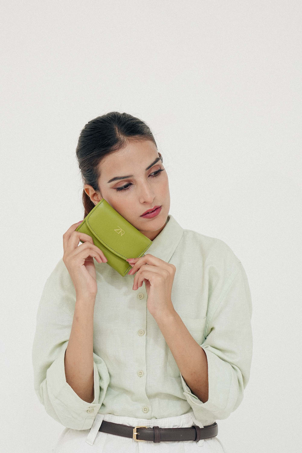 Compact Leather Wallet Green