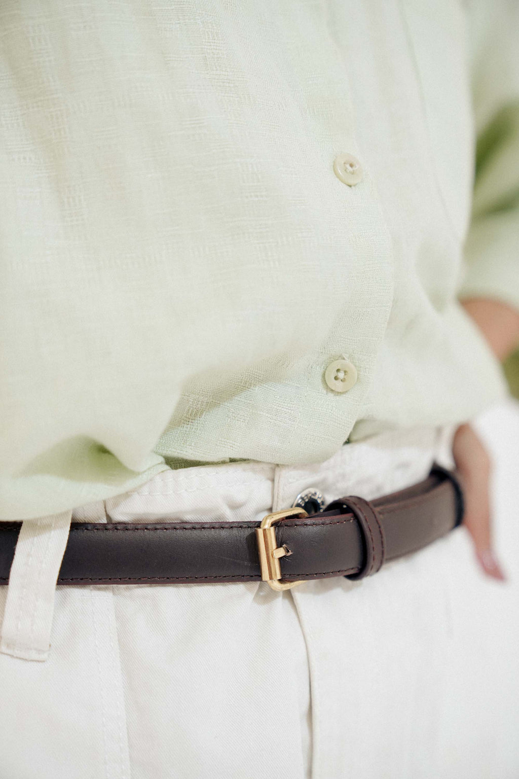 Chic Leather ladies Belt Dark Brown