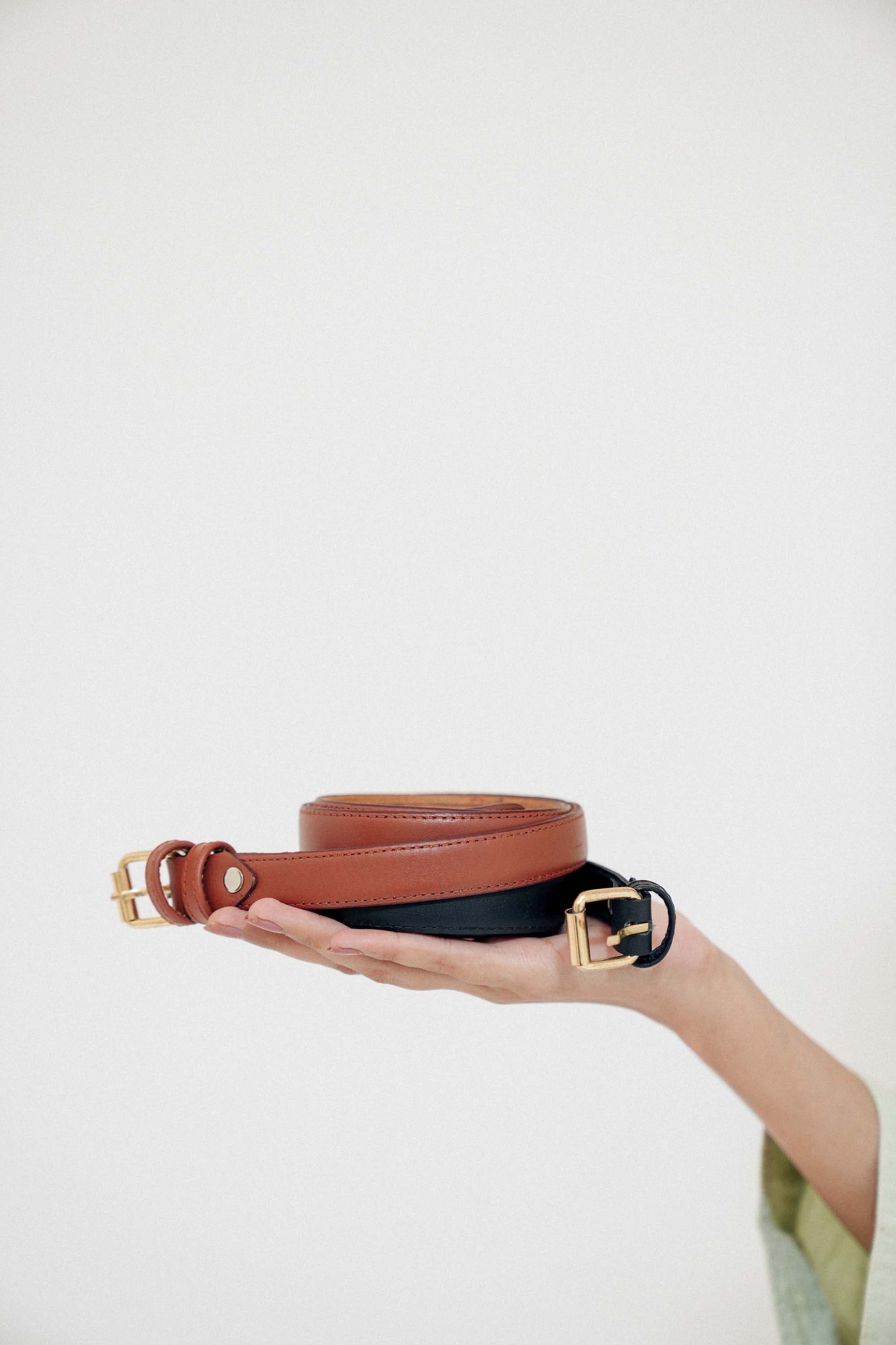 Chic Leather ladies Belt Dark Brown