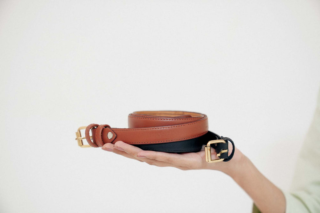 Chic Leather ladies Belt Dark Brown